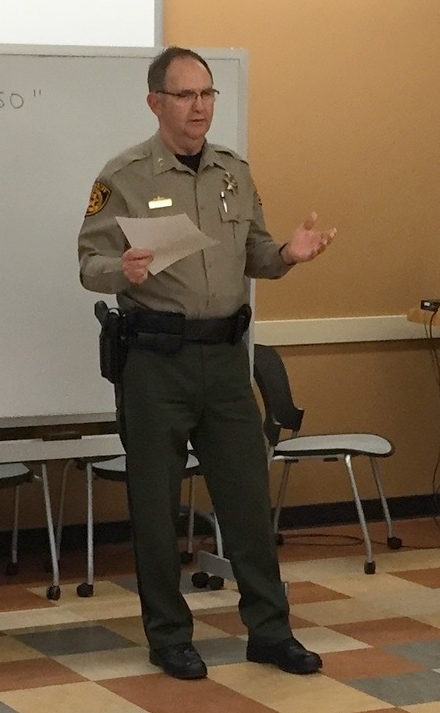 Crook County Sheriff John Gautney presenting to citizen committee.  